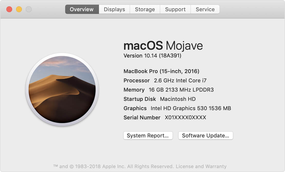 how much space for mac os mojave